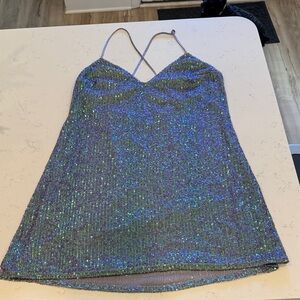 Victoria's Secret Purple and Green Sequin Strappy Dress
